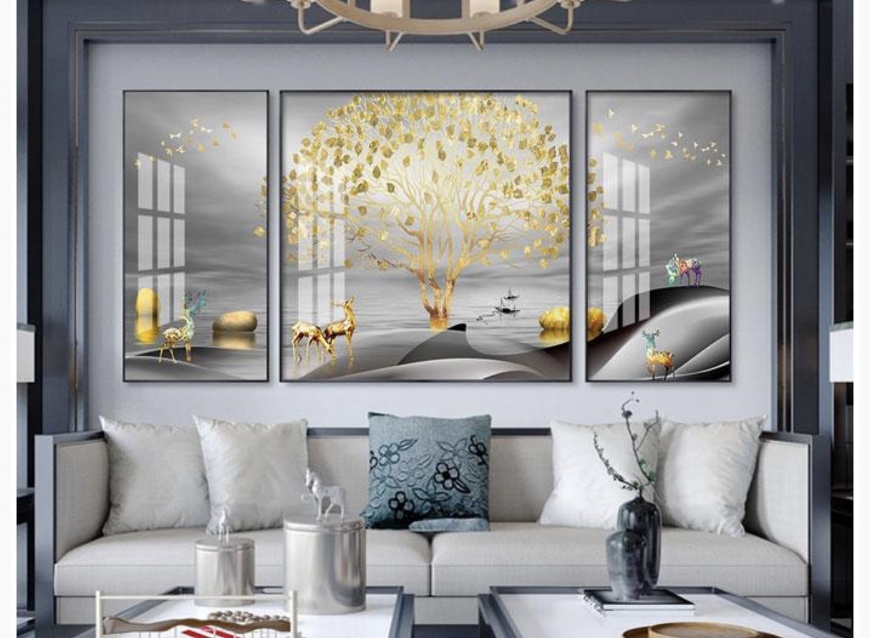 Crystal porcelain living room decorative painting triptych