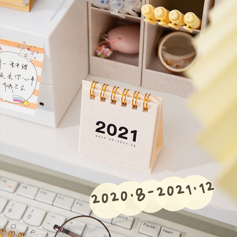创意立式2021年计划本简约纯色台历迷你便携桌面日历月历台历本细节图