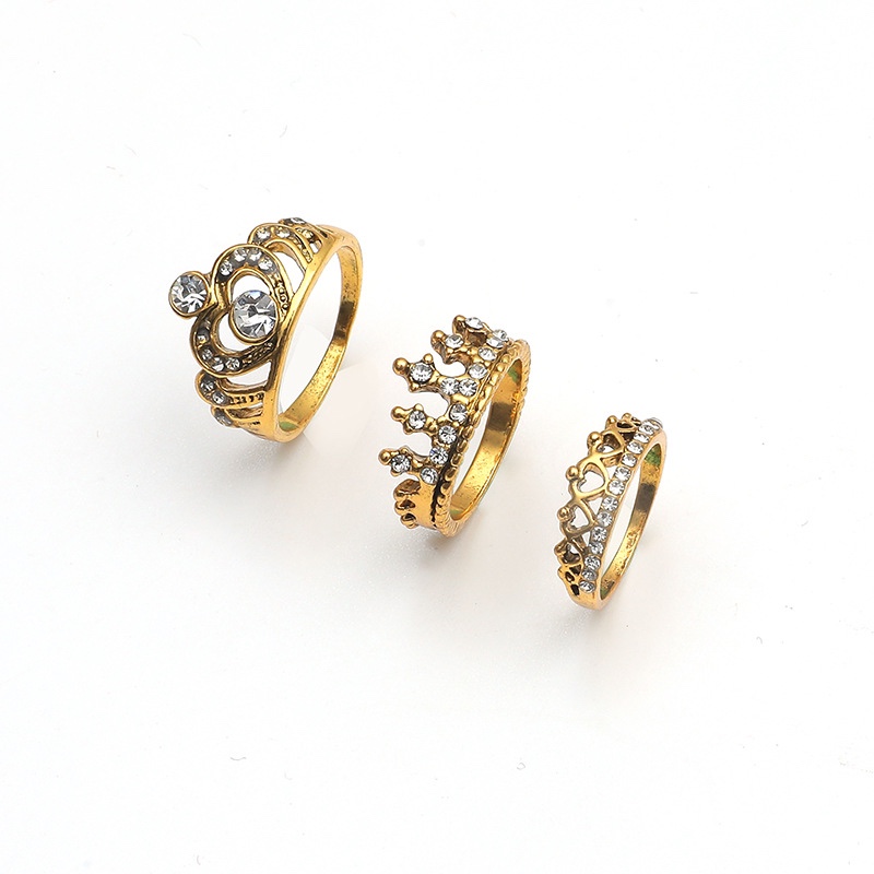 Europe and the United States cross-border hot domes set charming crown set ring fashion personality trend joint 3-piece ring thumbnail
