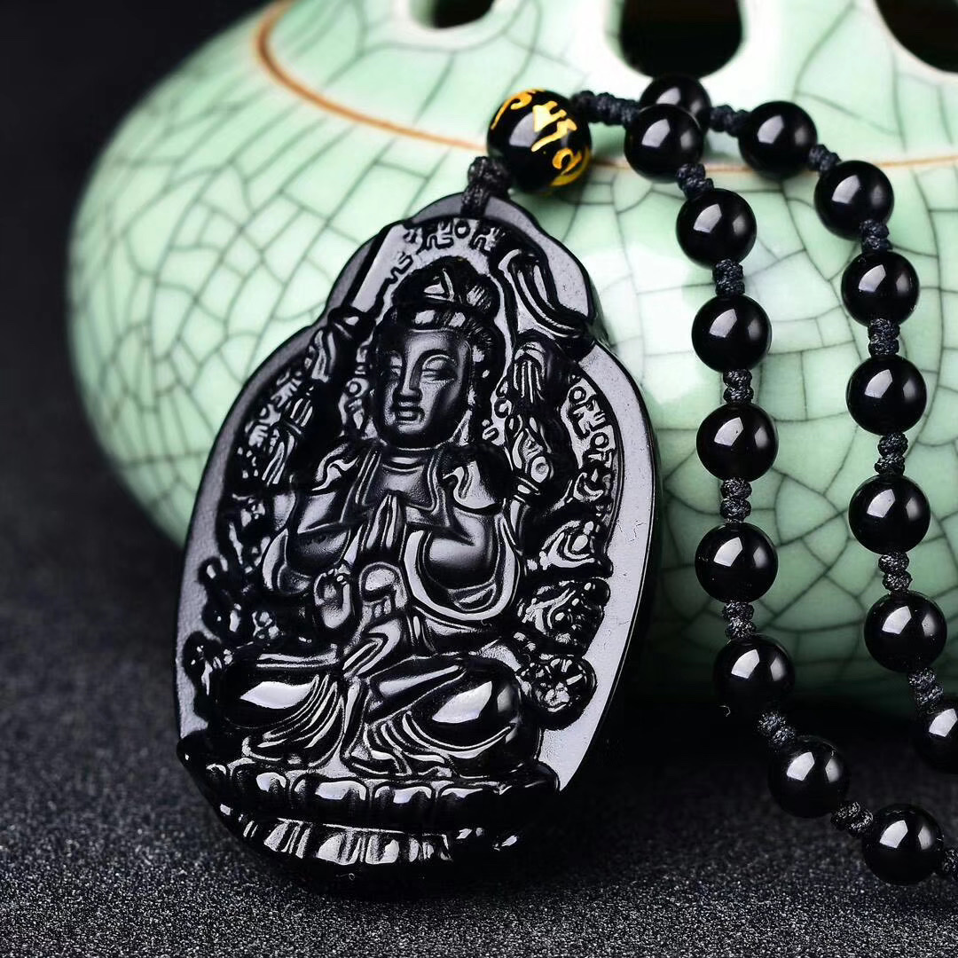 【 Name 】 Natural Obsidian Guardian Deity Rat/Thousand-handed and Thousand-Eyed Guanyin Bodhisattva details Picture