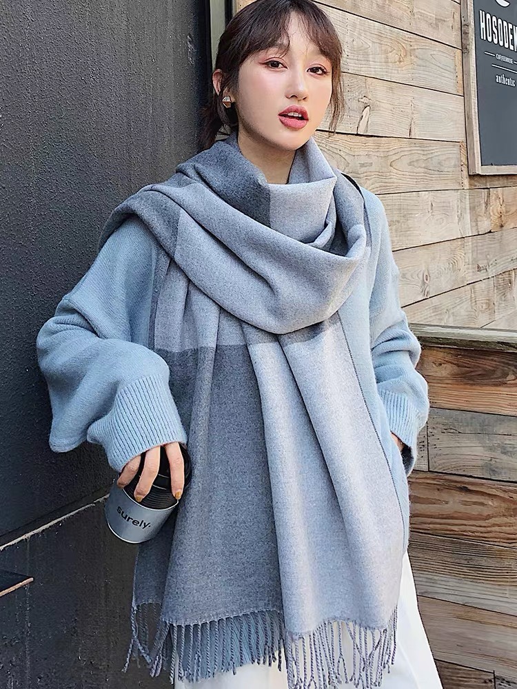 The oversized, warm and thick scarf is cute and casual for students