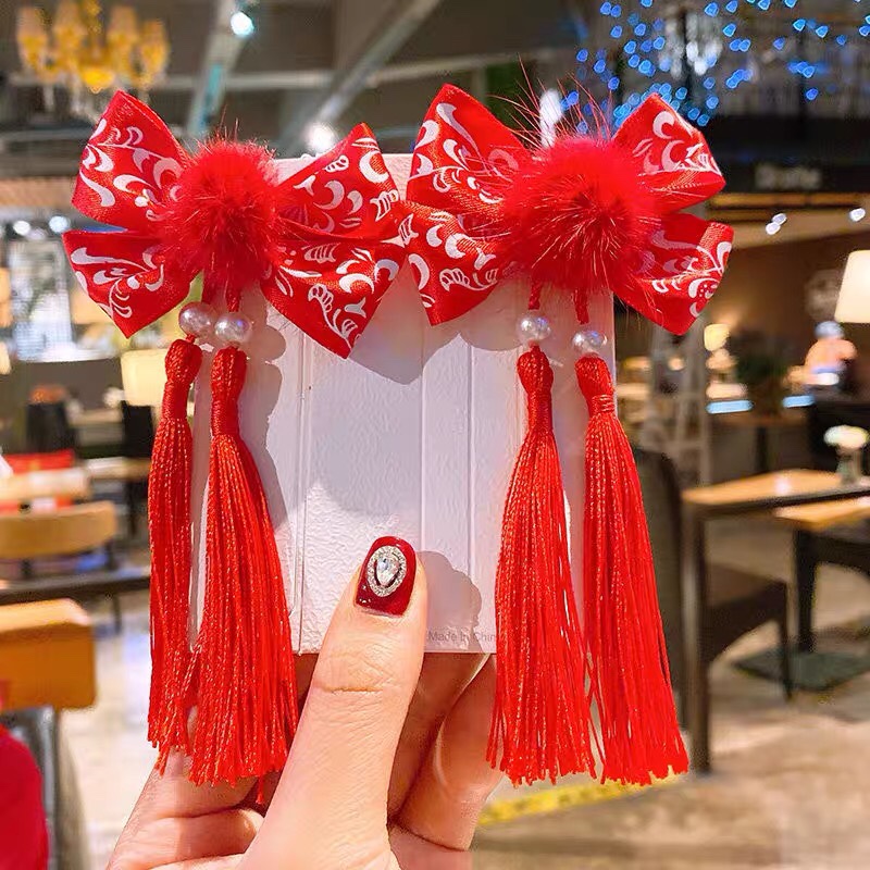 Shuangying Accessories' Big Red flowing Comb ancient-style headwear