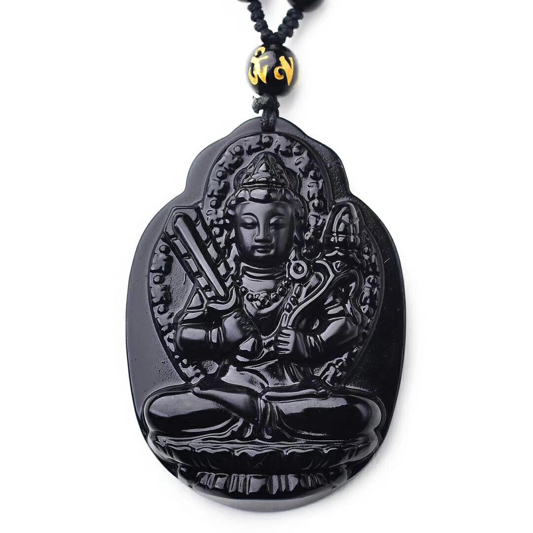 【 Name 】 Natural Obsidian Guardian Deity: Ox and Tiger/Void Storehouse Bodhisattva