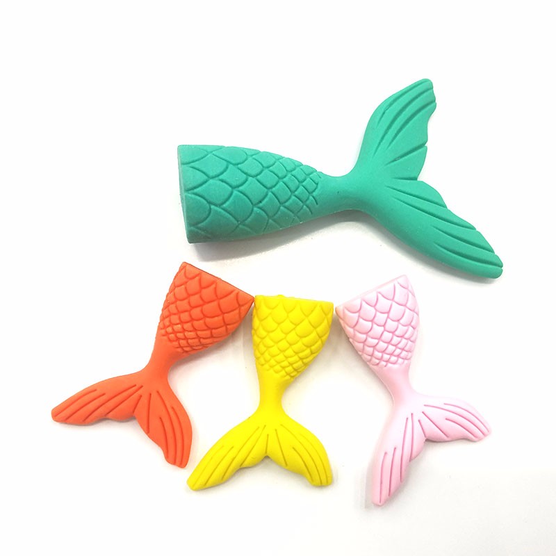鱼尾橡皮擦 美人鱼3D立体小鱼尾巴造型橡皮详情图3