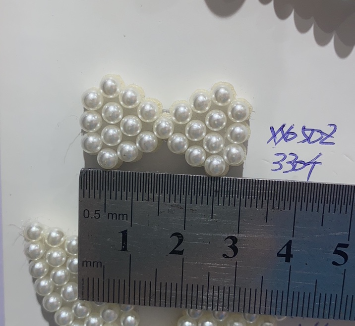 Semi-finished diy hair accessory products with ultrasonic embossed pearl bow tie patches