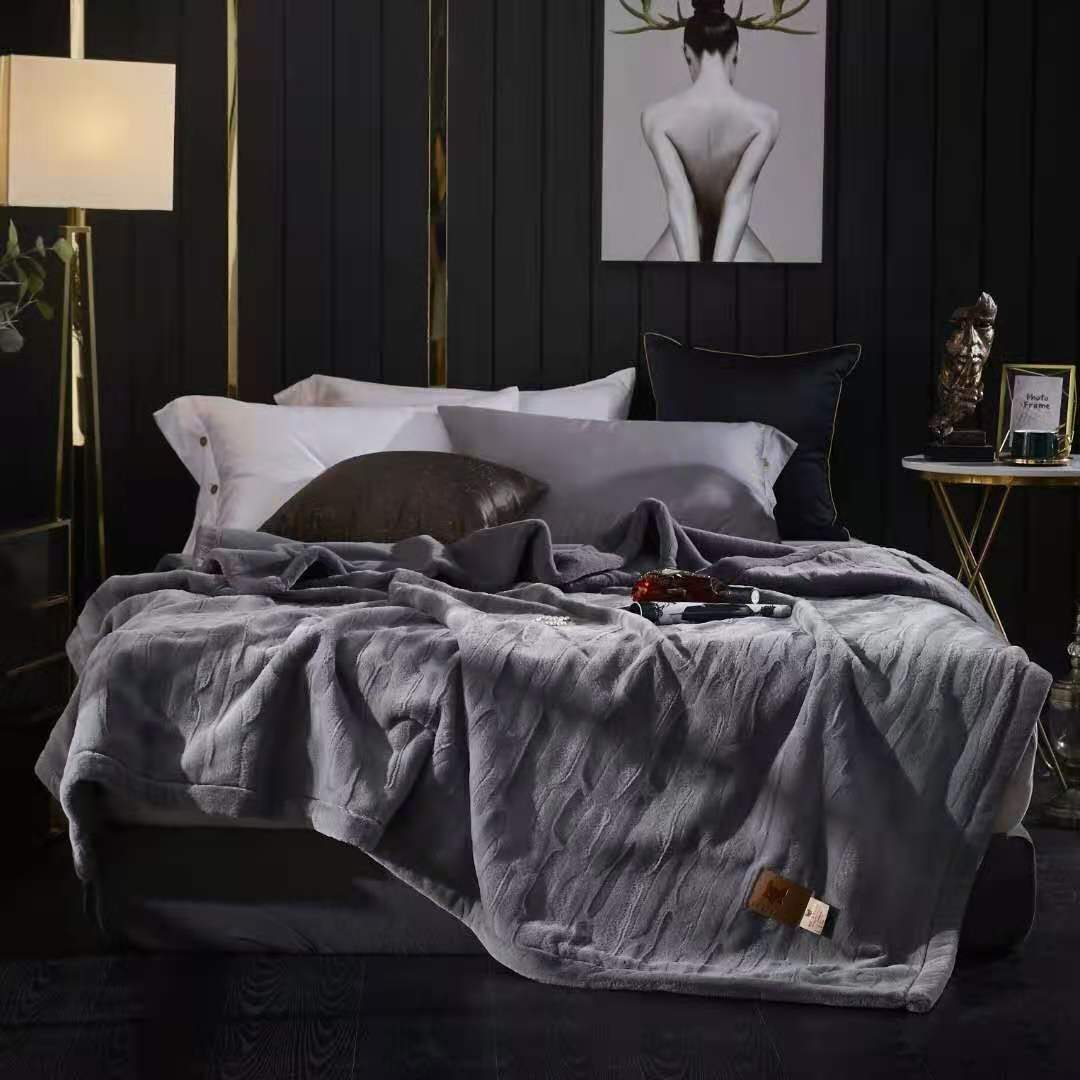 New 2025 fur blanket, solid color embossed blanket, Raschel blanket, water ripple blanket, gift single person blanket, 2.6 undefined