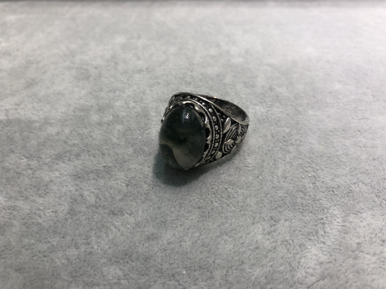 Yi Chen retro water grass agate alloy ring fashion personality simple versatile anti - allergy hand ornaments can be customized thumbnail