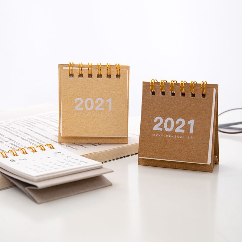 创意立式2021年计划本简约纯色台历迷你便携桌面日历月历台历本详情图2