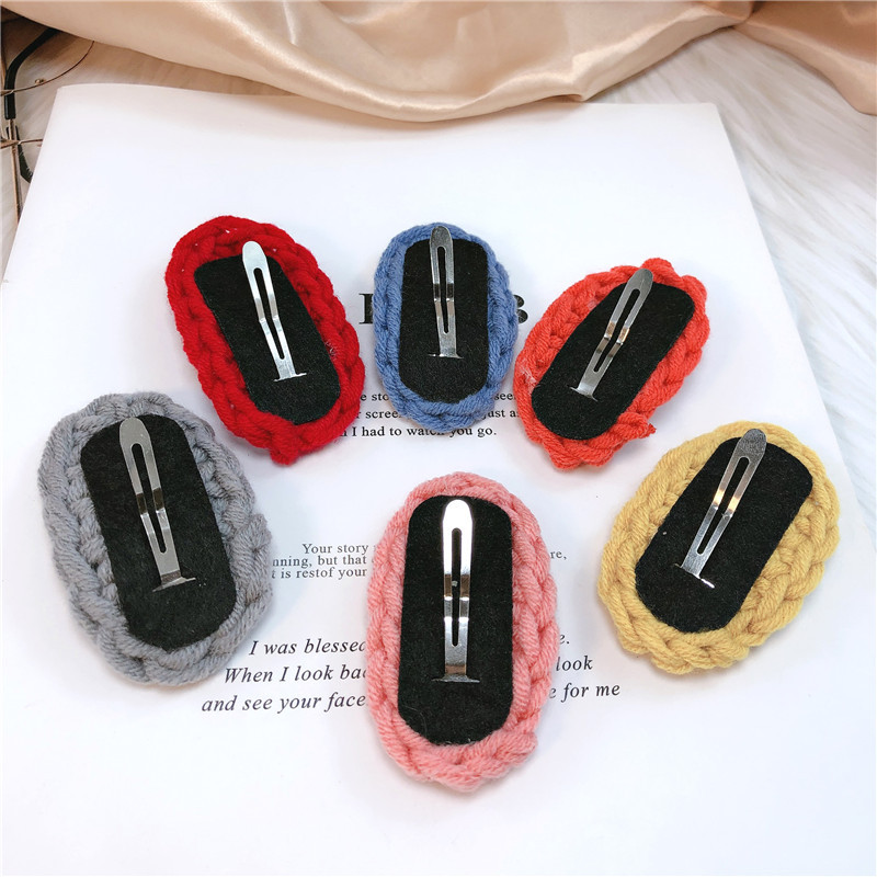 Coarse wool BB clips, handcrafted hair clips and wool clips detail image 3