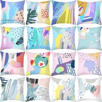 Nordic peach leather pillow cover pop color abstract sofa cushion cover office bedroom cushion cover custom