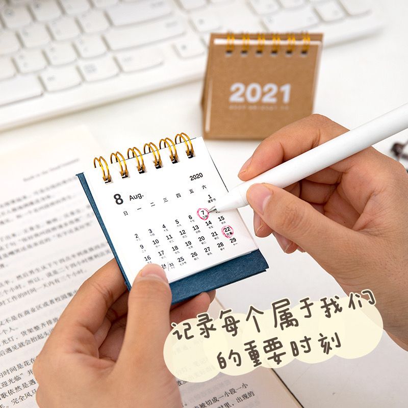 创意立式2021年计划本简约纯色台历迷你便携桌面日历月历台历本详情图4