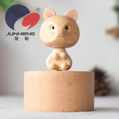 Junheng craft direct cat wooden music box music box European mini Christmas gift home ornaments PH1710