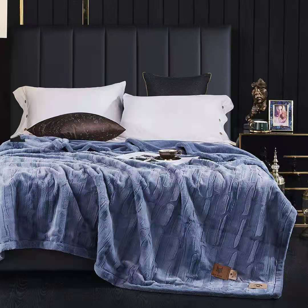 New 2025 fur blanket, solid color embossed blanket, Raschel blanket, water ripple blanket, gift single person blanket, 2.6 Specification image