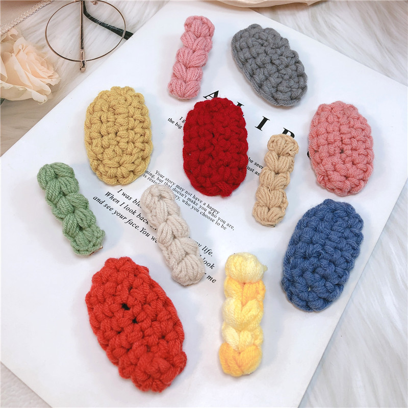 Coarse wool BB clips, handcrafted hair clips and wool clips detail image 5