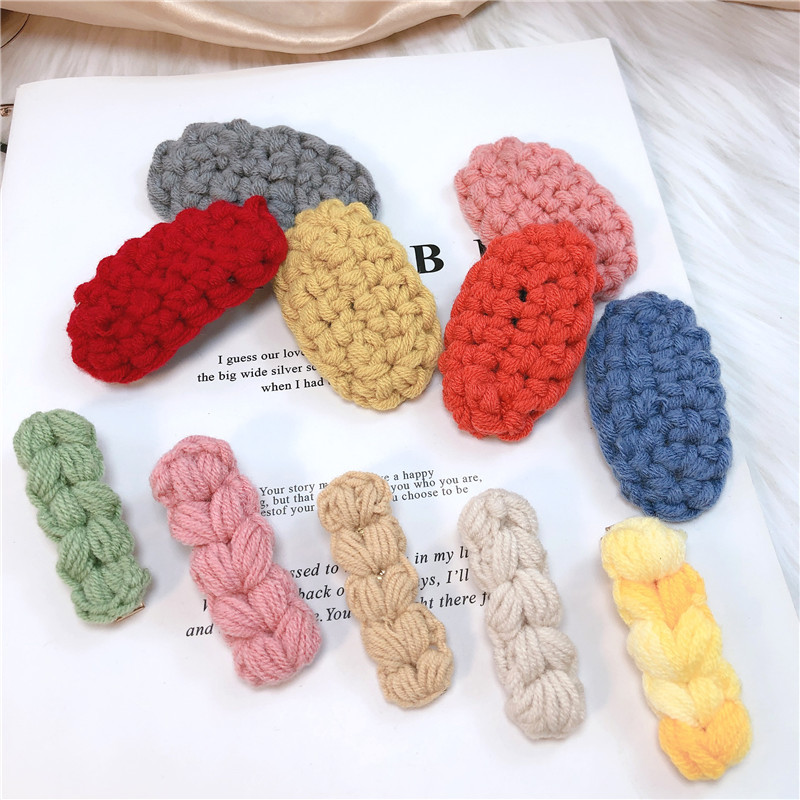 Coarse wool BB clips, handcrafted hair clips and wool clips detail image 4