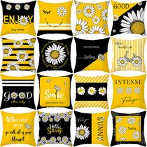 Pillowcase Yellow Daisy digital printed pillow cover office sofa peach leather velvet cushion cover custom cross border