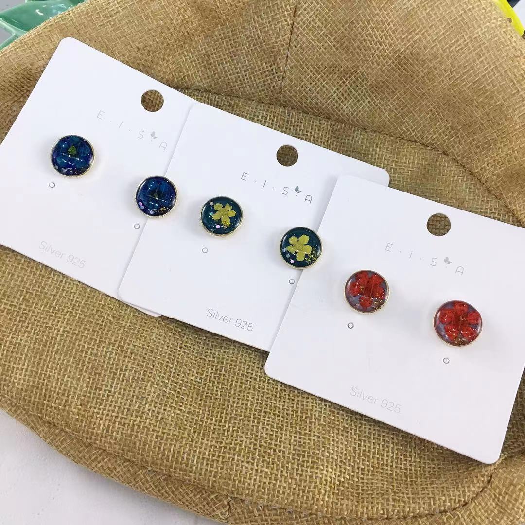 S925 Silver Needle high-end glazed flower earrings, Hyuna style, versatile, fresh and retro girl stud earrings