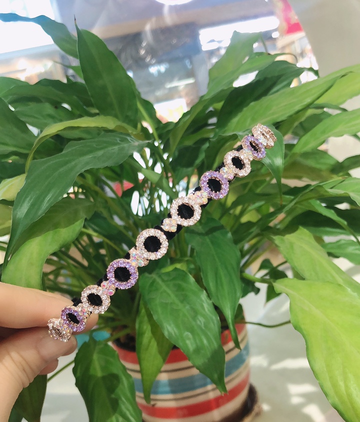 New Korean Fashion Pearl Rhine-Diamond Alloy Headband Hairpin Hairpin Jewelry Korean New Fashion Headband Full Circle Color Headband Round 511 full figure