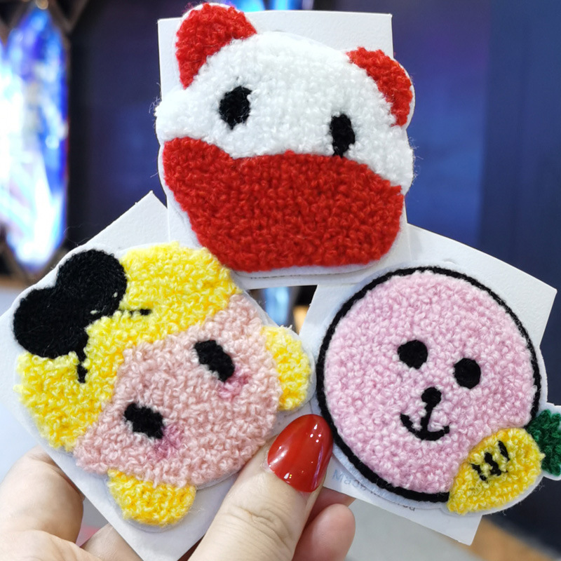 Wool hair clips, plush BB clips, large hair clips detail image 4