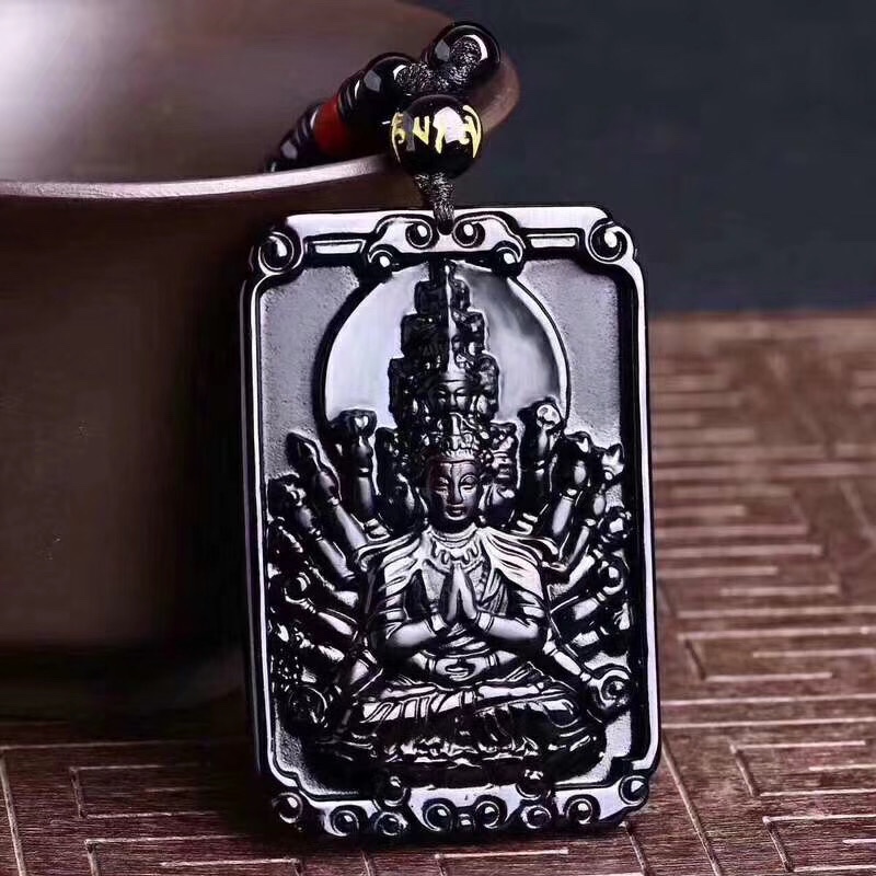 【 Name 】 Natural Obsidian Guardian Deity Rat/Thousand-Handed Guanyin (Pendant)