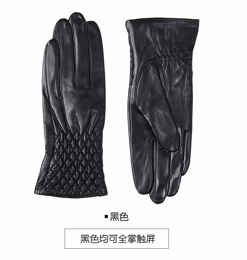 蒂凡雪真皮手套女士秋季冬天薄款山羊皮触屏保暖加绒加厚骑行开车行车详情图4