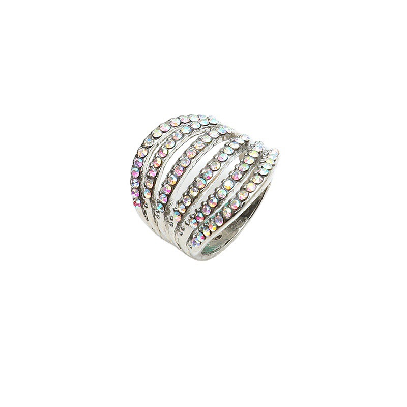 Minority design advanced feeling full of diamond alloy set diamond joint ring thumbnail