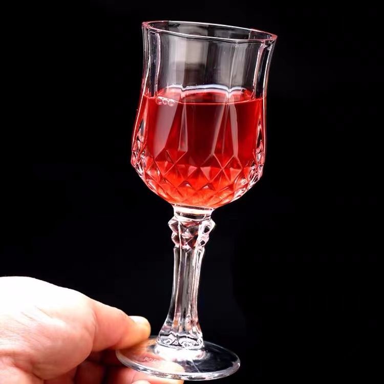 European retro ins diamond-patterned crystal glass wine glasses, goblets, red wine glasses, champagne glasses, wine glasses, cold drinks, coffee, picnic glass, embossed juice glasses, transparent style