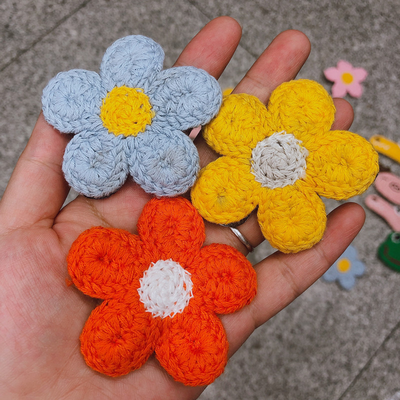 Knitted wool BB clips and flower hair clips undefined