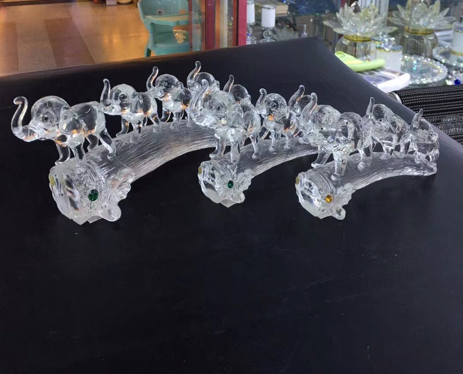 水晶象牙小象摆件