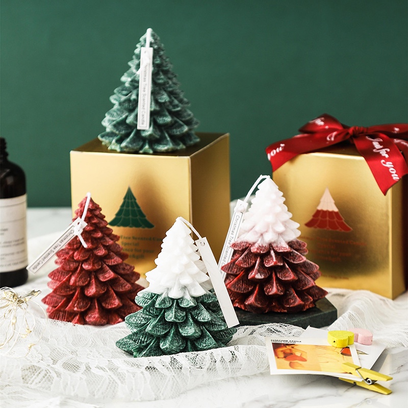Creative festival handmade Christmas tree scented candles ice flower candles neutral without LOGO candles atmosphere thumbnail
