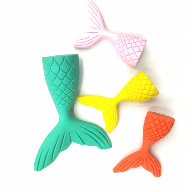 鱼尾橡皮擦 美人鱼3D立体小鱼尾巴造型橡皮详情图6