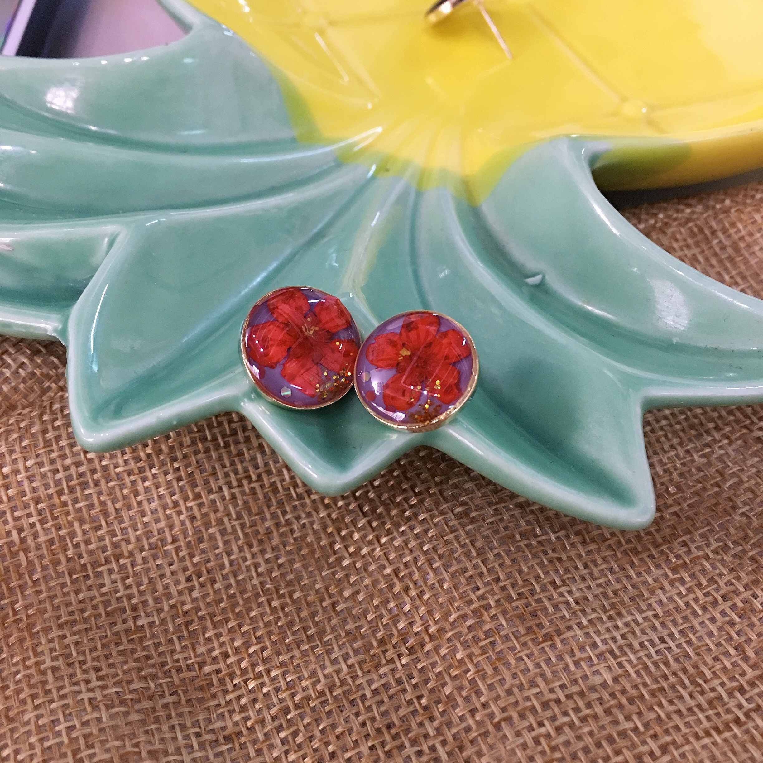 S925 Silver Needle high-end glazed flower earrings, Hyuna style, versatile, fresh and retro girl stud earrings Specification image