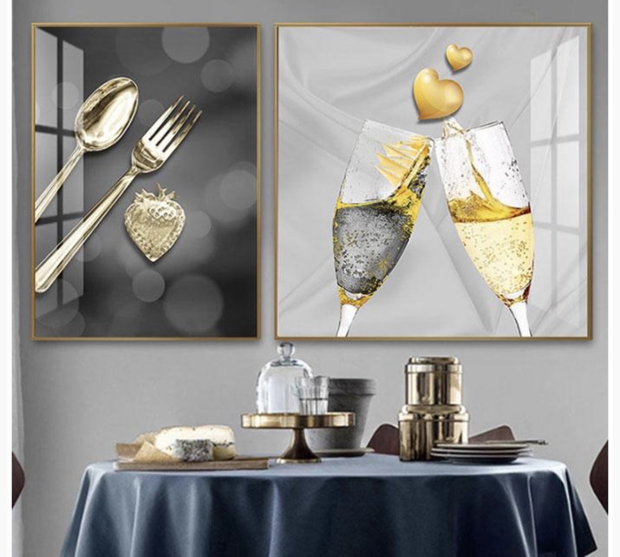 餐厅装饰画组合画餐厅两联装饰画家居装饰画晶瓷画玄关画油画LED画美学生活爱她画框网红款抖音直播带货达人装饰画框40/40