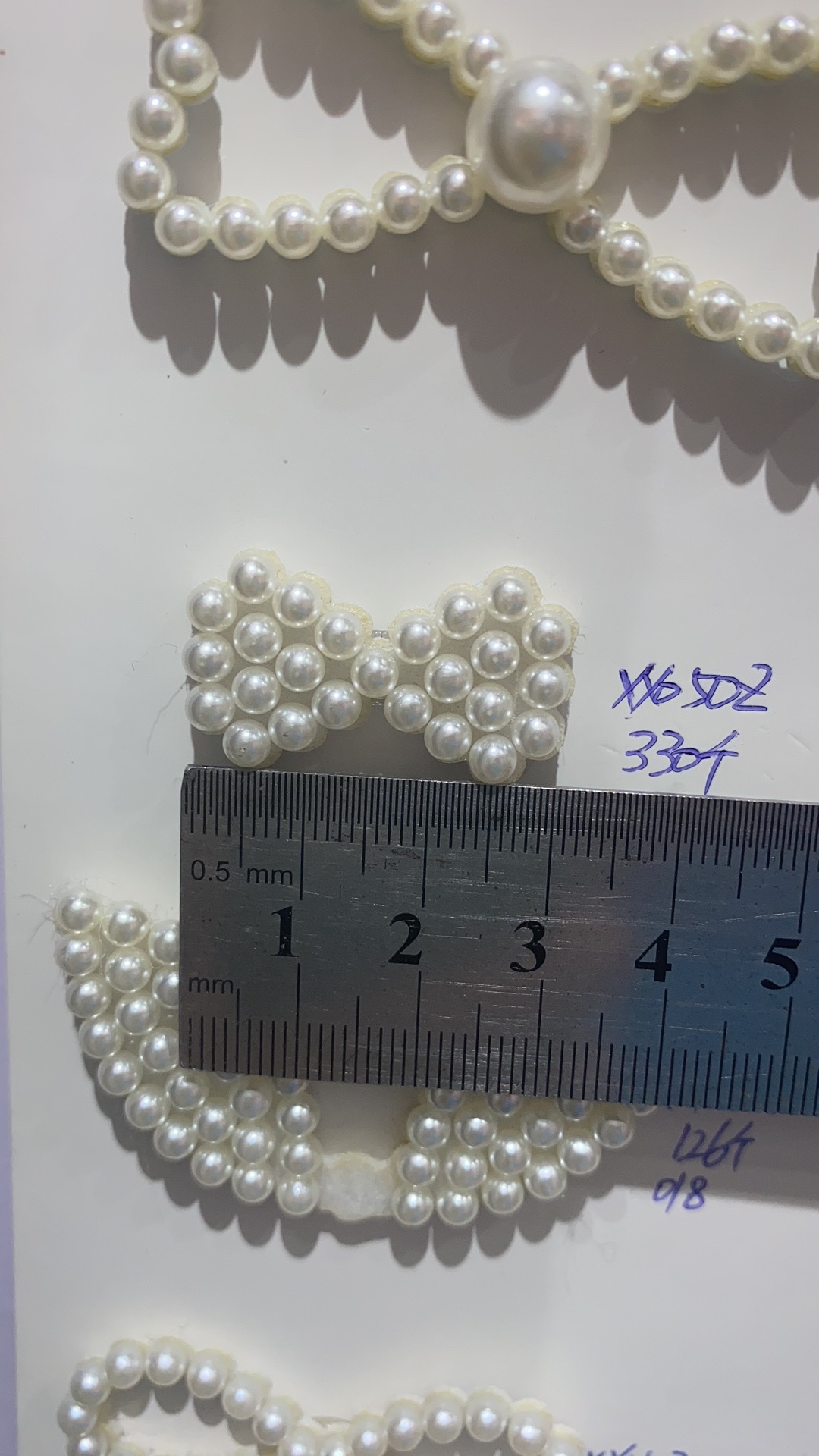 Semi-finished diy hair accessory products with ultrasonic embossed pearl bow tie patches details Picture