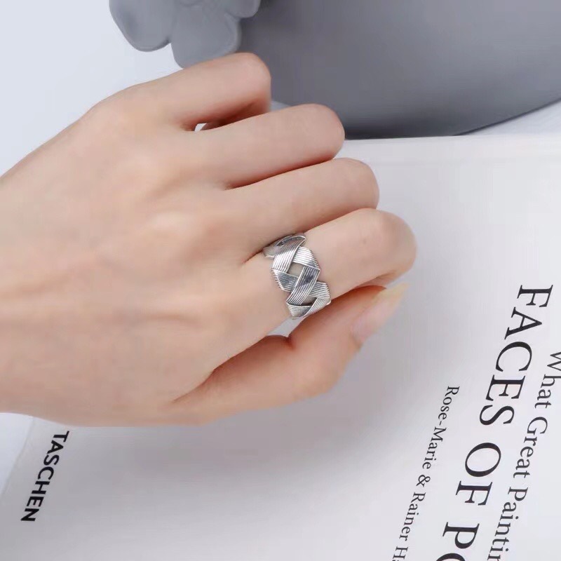 UKI SILVER and Ji S925 sterling silver wide edition woven ring