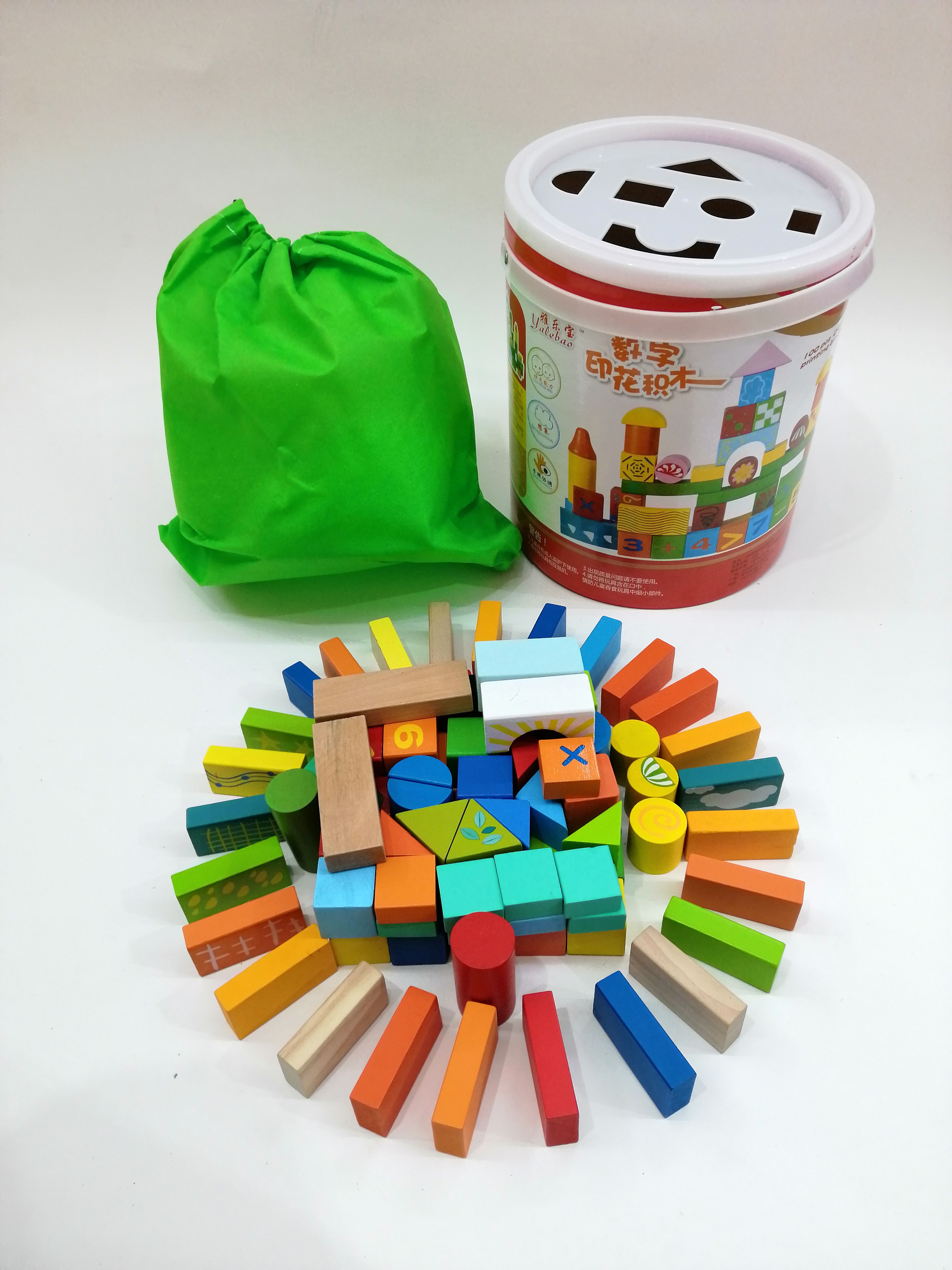 Colorful 100pcs Wooden Toy City Building Block