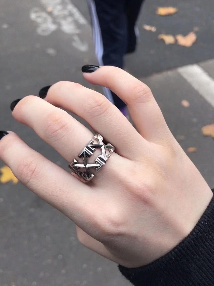 UKI SILVER and Season S925 sterling silver X-letter index and middle finger rings details Picture