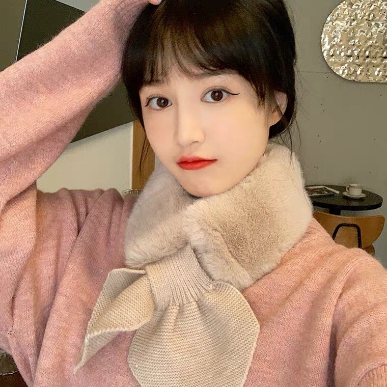 Korean autumn and winter style micro-neck scarf, cute hair band, Dongdaemun plush hair tie, hair band and rubber band from South Korea
