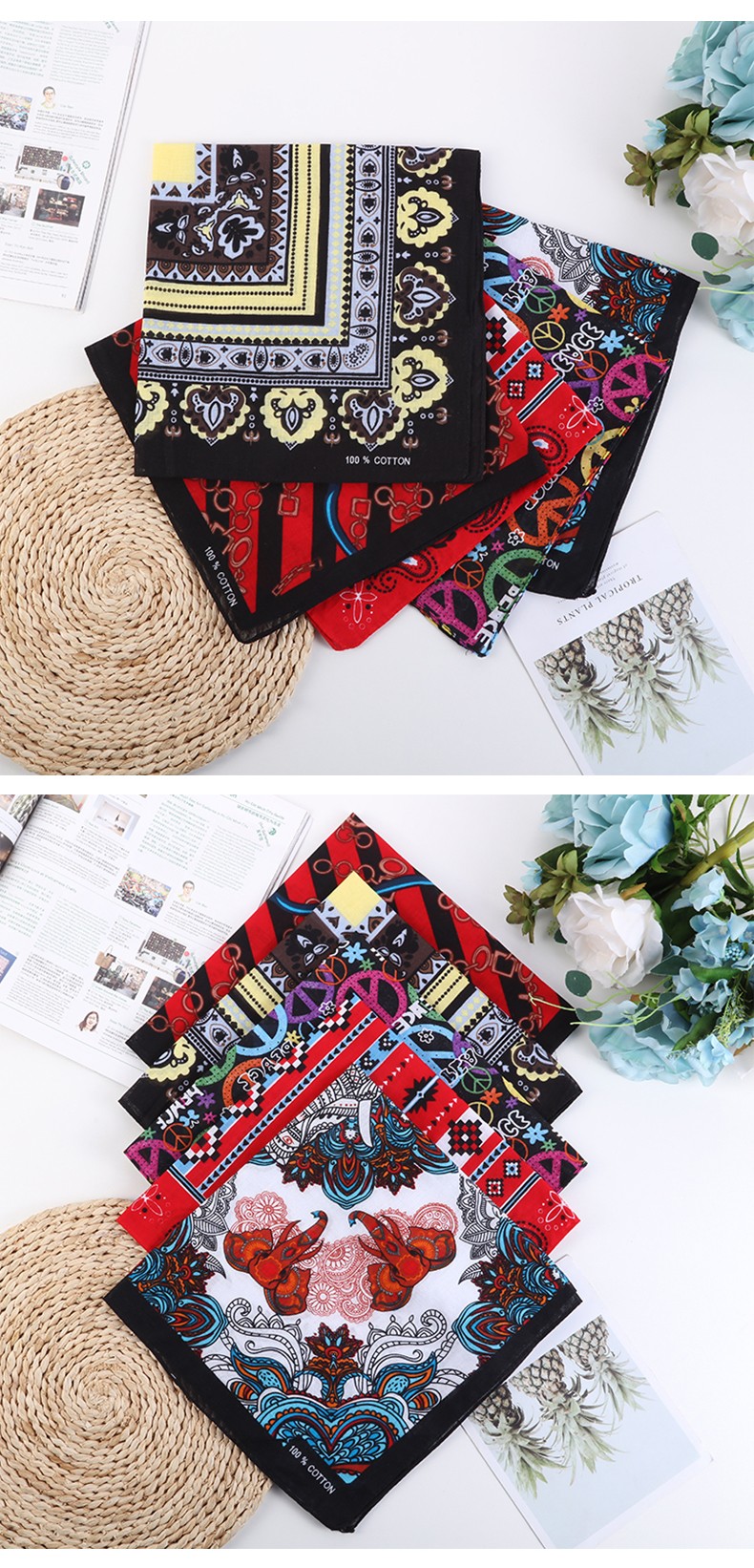 Hao Hao Headscarf Manufacturers Direct For Europe And The United States Men And Women Outdoor Sports Headscarf Street Dance Hip-Hop Cotton Miscellaneous Cotton Square Towel Wholesale Magic Headscarf undefined