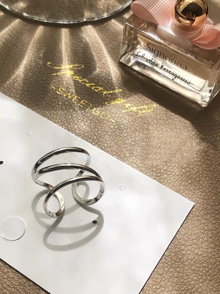 UKI SILVER and Season S925 pure silver double-layer interwoven index and middle finger rings Specification image