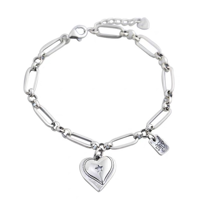 UKI SILVER and Ji S925 sterling silver heart bracelet details Picture