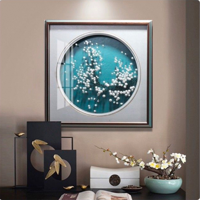 新中式手工客厅沙发背景墙装饰画现代轻奢家居中国风立体实物画