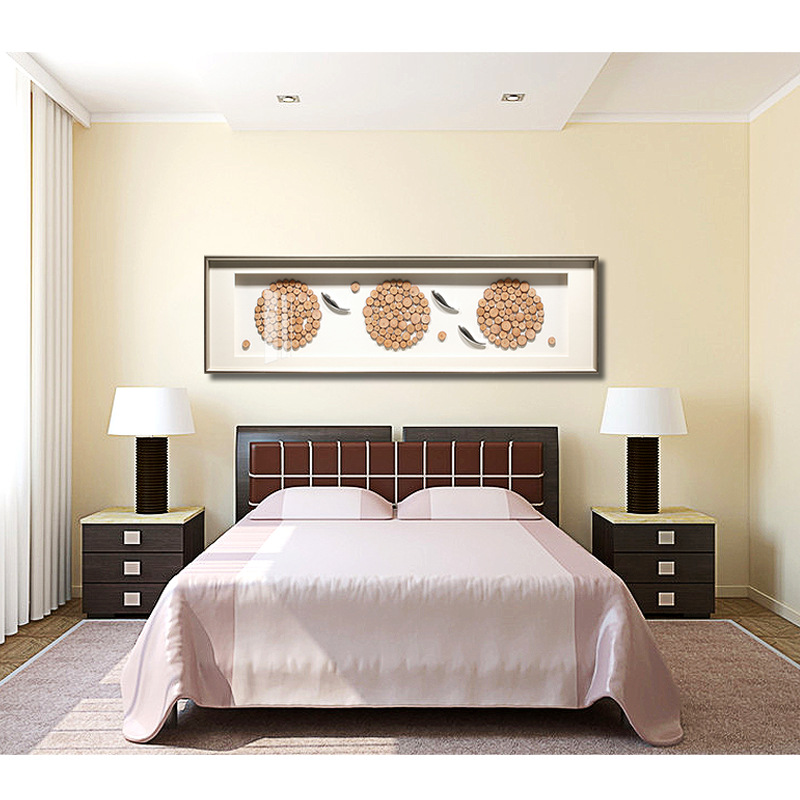 床头装饰画家居客厅背景挂画现代抽象简约立体卧室墙面床头实物画产品图