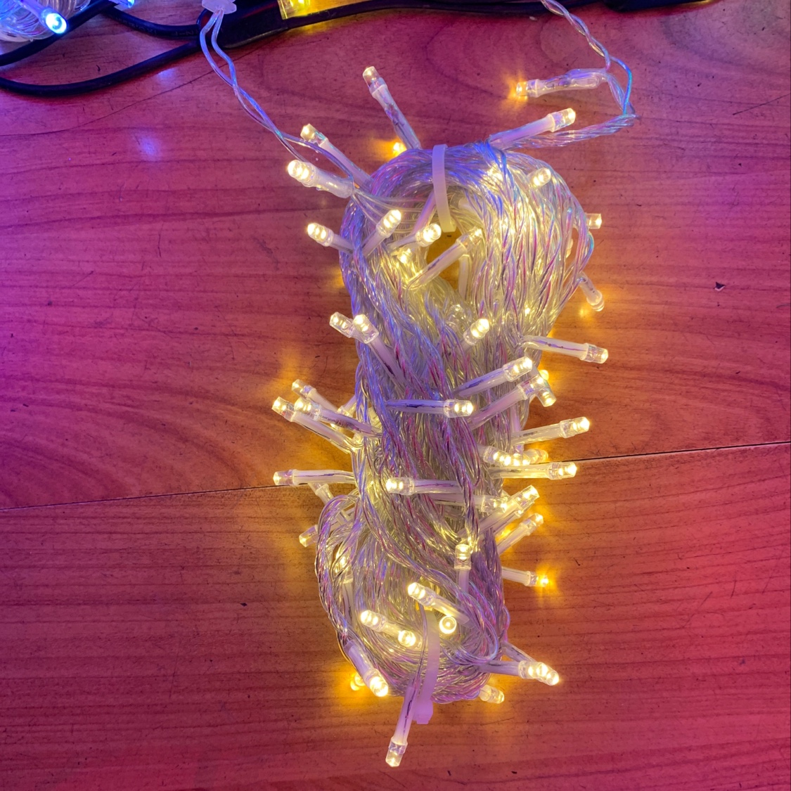 10-meter 100-lamp transparent wire male and female plug-in lamp string. Red. Green. Warm, blue. White. Pink. Purple. Colorful