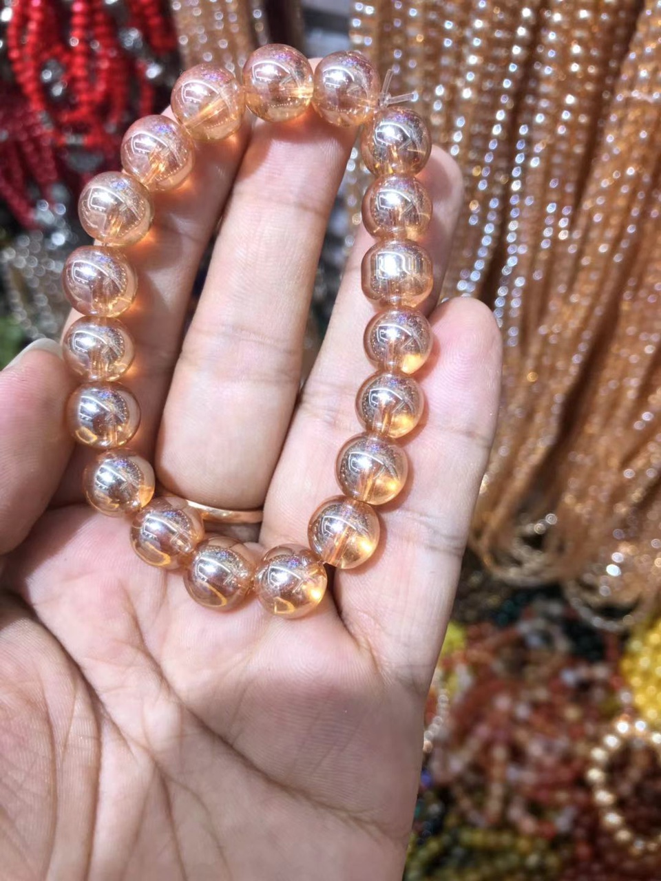 Amber gold 10mm, fashionable, trendy, casual and versatile Hongtao accessories A-105