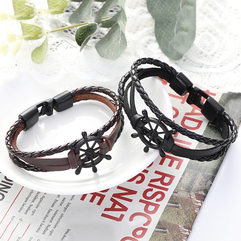 方向盘皮革复古手环