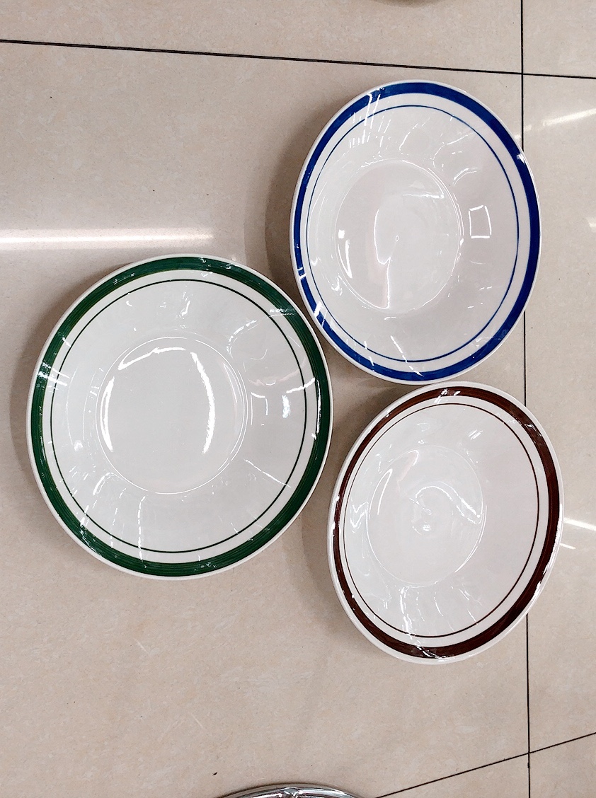 8-Inch Colored Side Soup Plate Colored Side Ceramic Plate Hotel Supplies