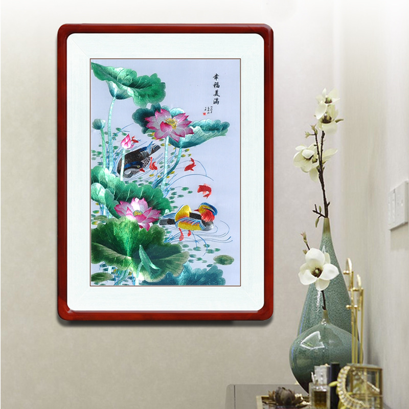 Customize A Variety Of Embroidery Home Series Solid Wood Round Corner Frame Monofilament Fine Embroidery Silk Wall Hanging Picture