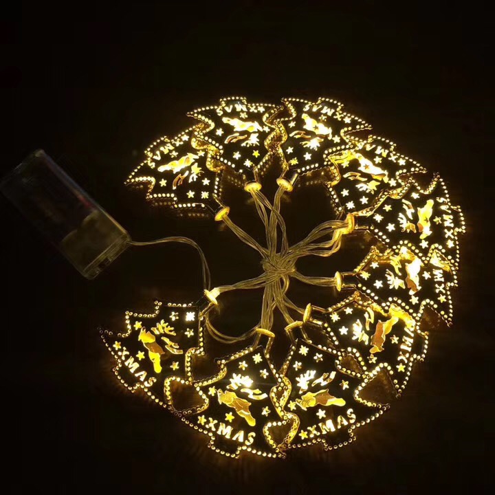圣诞节装饰LED电池灯铁艺圣诞树装饰灯串