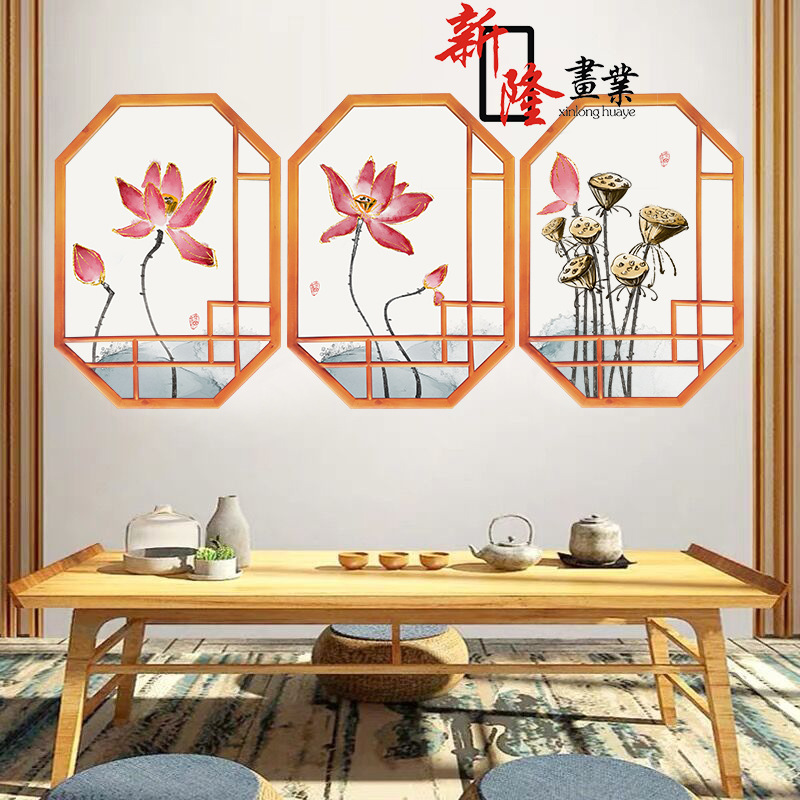 New Wood Carving Craft Painting Plaque Living Room Sofa Landscape Background Three-Dimensional Relief Decorative Painting Chinese Painting Wholesale Specification drawing